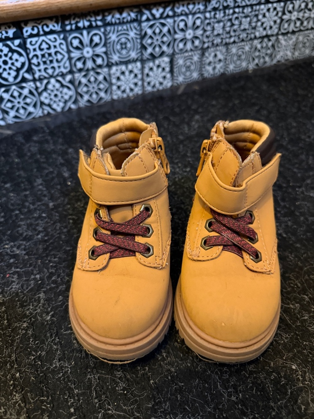 Cat & Jack Tan and Brown Lace-Up Kids Ankle Boots